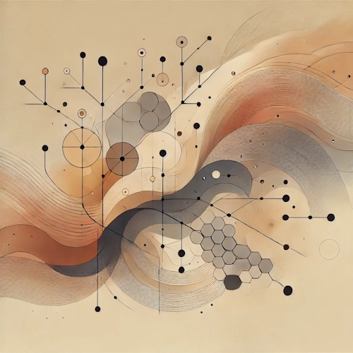 Abstract network of lines, waves, and connection points – representing clear role assignment and secure collaboration.