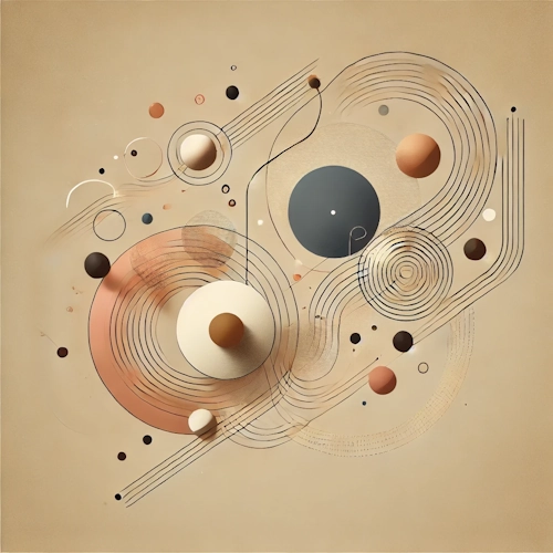Abstract design with circular motion and connecting lines – representing flexible event planning, structured workflows, and coordinated collaboration.
