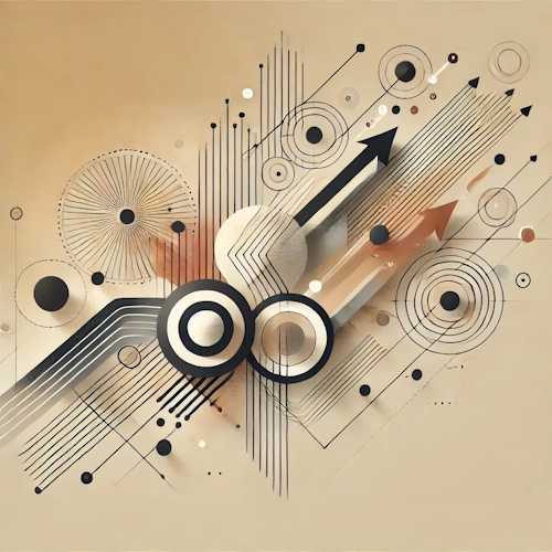 Abstract motif with arrows, lines, and circles – representing role-based collaboration, communication, and structured content workflows.