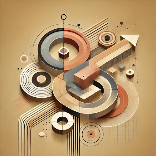 Abstract symbol with arrow, circles, and connectors – representing secure and transparent payment processing via an external provider.